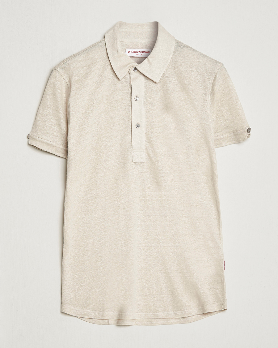 Men | Polo Shirts | Orlebar Brown | Sebastian Linen Polo Pebble