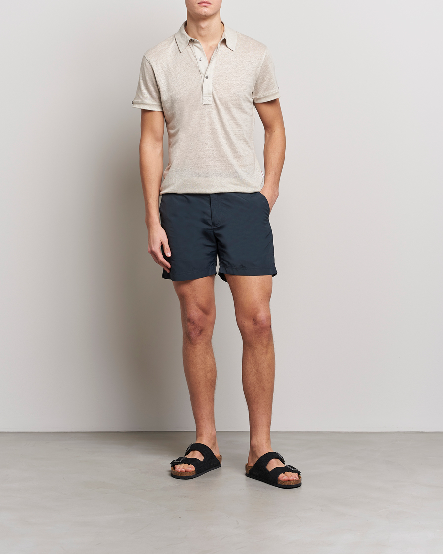 Men | Polo Shirts | Orlebar Brown | Sebastian Linen Polo Pebble