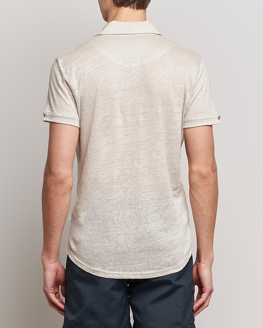 Men | Polo Shirts | Orlebar Brown | Sebastian Linen Polo Pebble