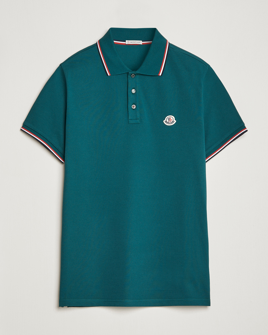 Men | Polo Shirts | Moncler | Contrast Rib Polo Bottle Green