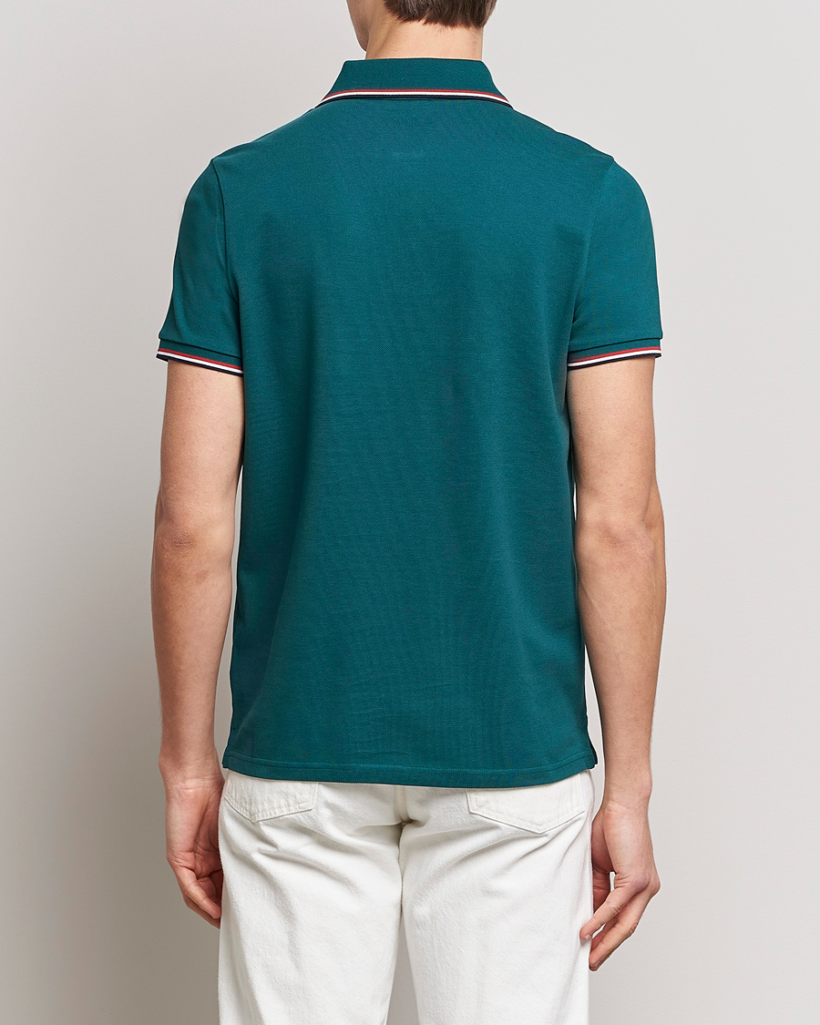 Men | Polo Shirts | Moncler | Contrast Rib Polo Bottle Green