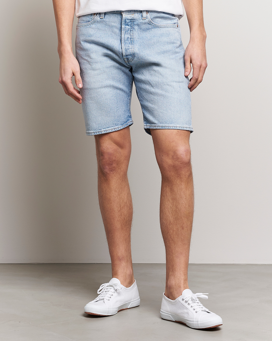 Men | Shorts | Levi's | 501 Hemmed Denim Shorts Light Indigo Worn In