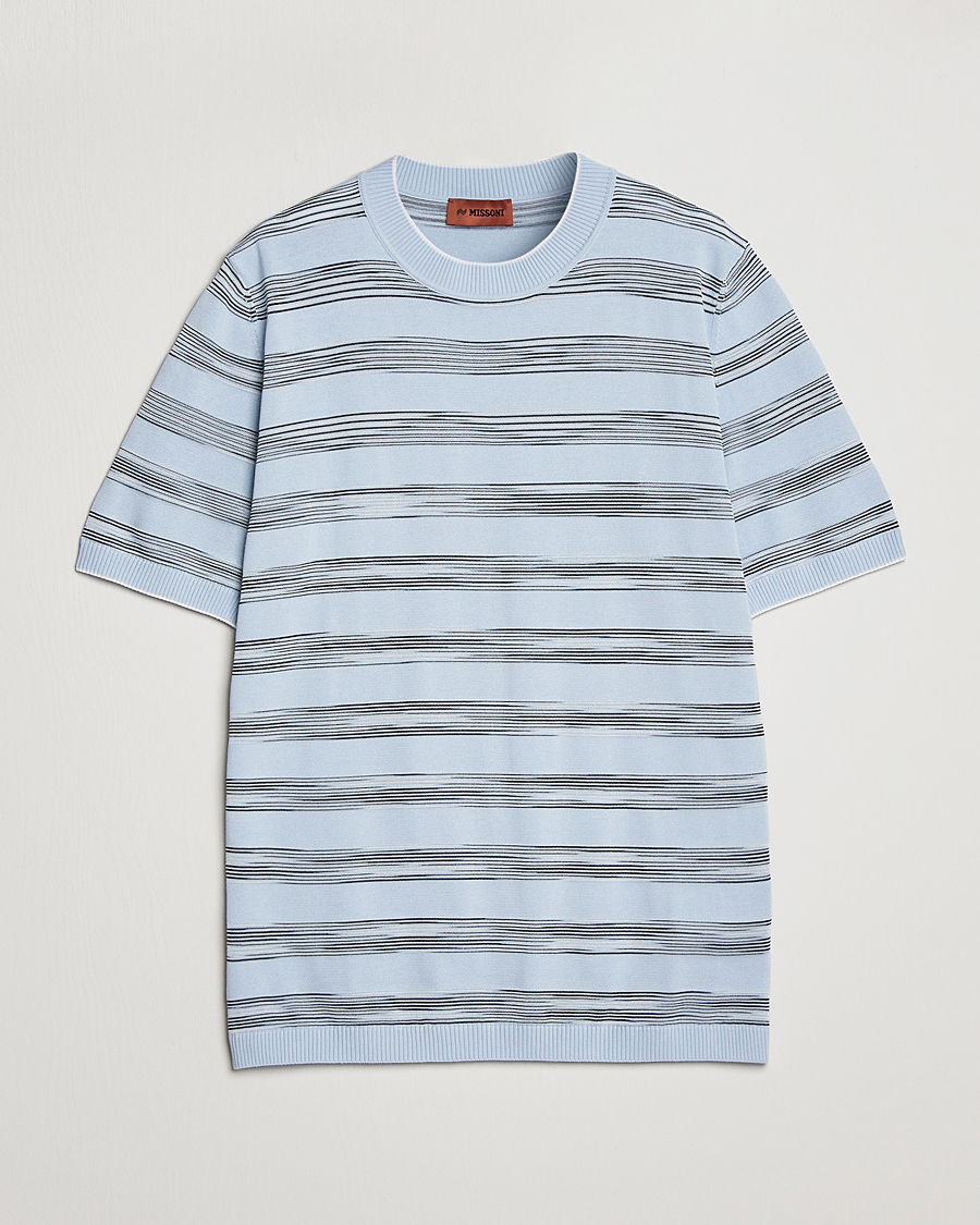 Men | T-Shirts | Missoni | Knitted Space Dye T-Shirt Light Blue