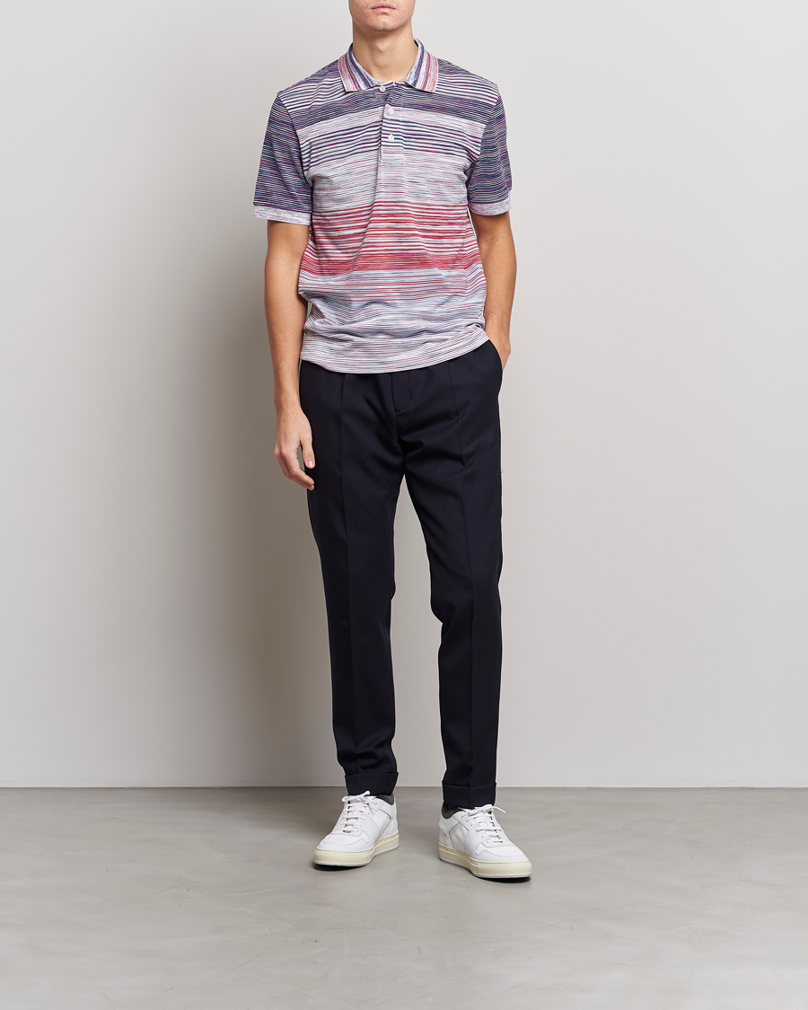 Men | Polo Shirts | Missoni | Short Sleeve Space Dye Polo Navy/Light Blue