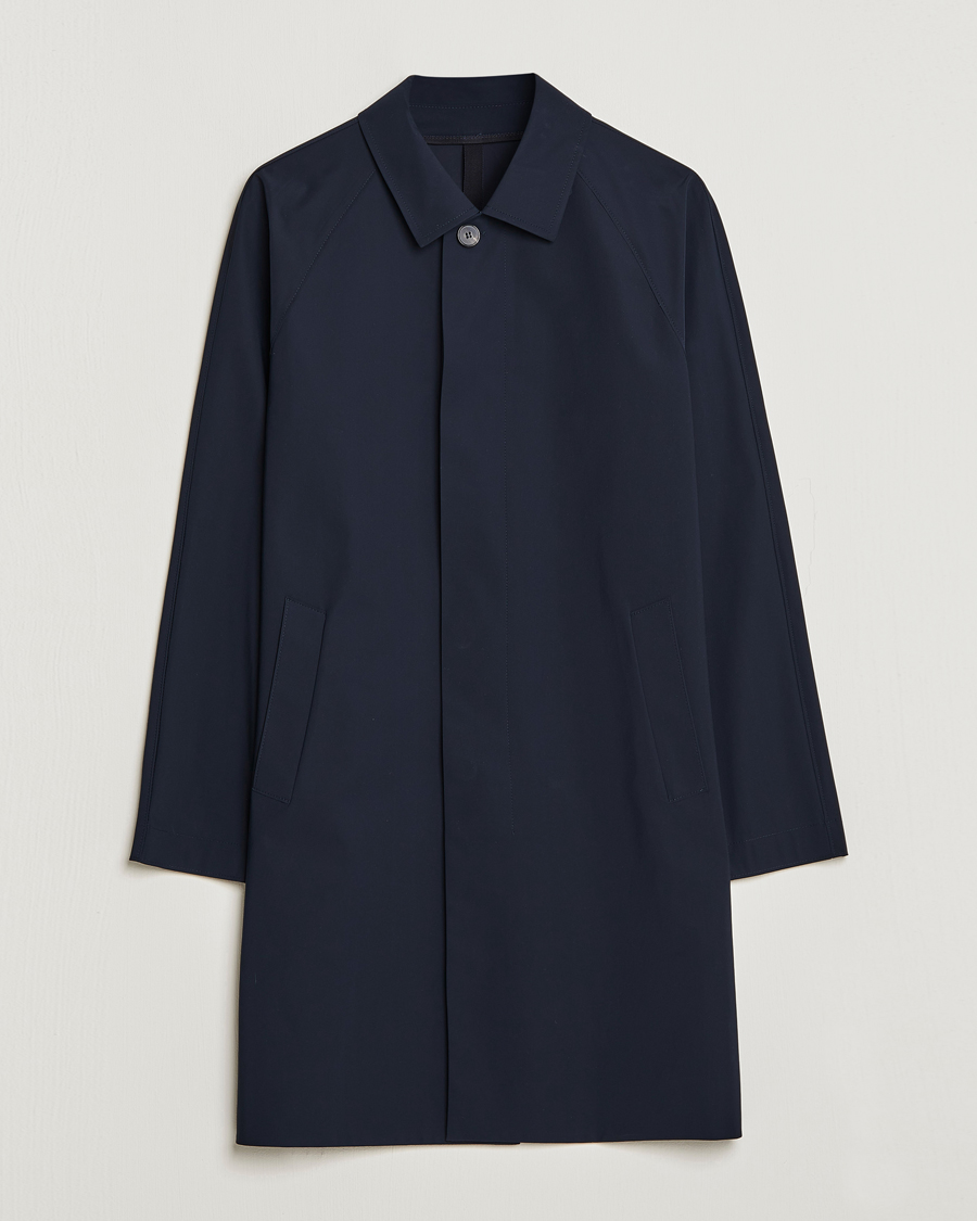Harris Wharf London Light Technic Balmacaan Coat Dark Blue at