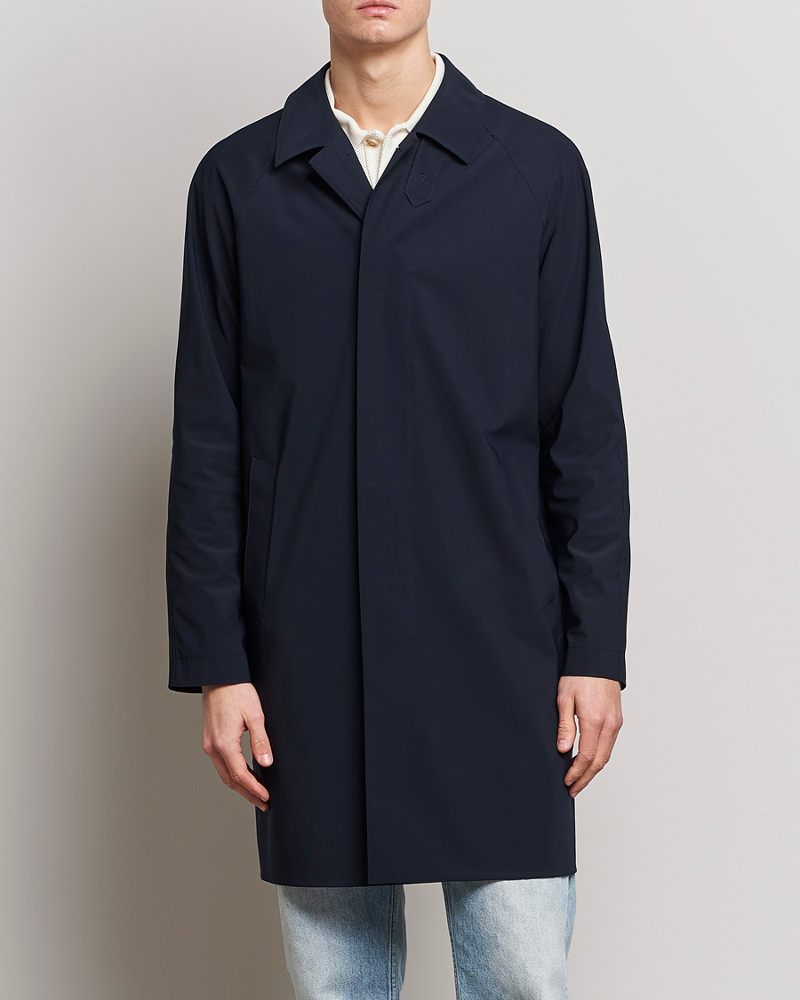 Harris Wharf London Light Technic Balmacaan Coat Dark Blue at