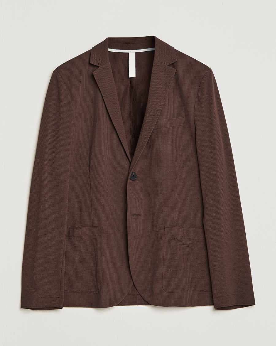 Men | Blazers | Harris Wharf London | Coolmax Seersucker Blazer Brown