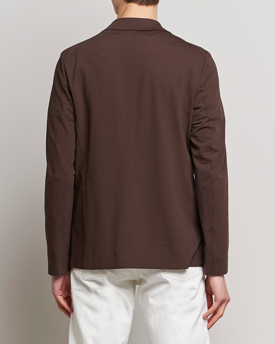 Men | Blazers | Harris Wharf London | Coolmax Seersucker Blazer Brown