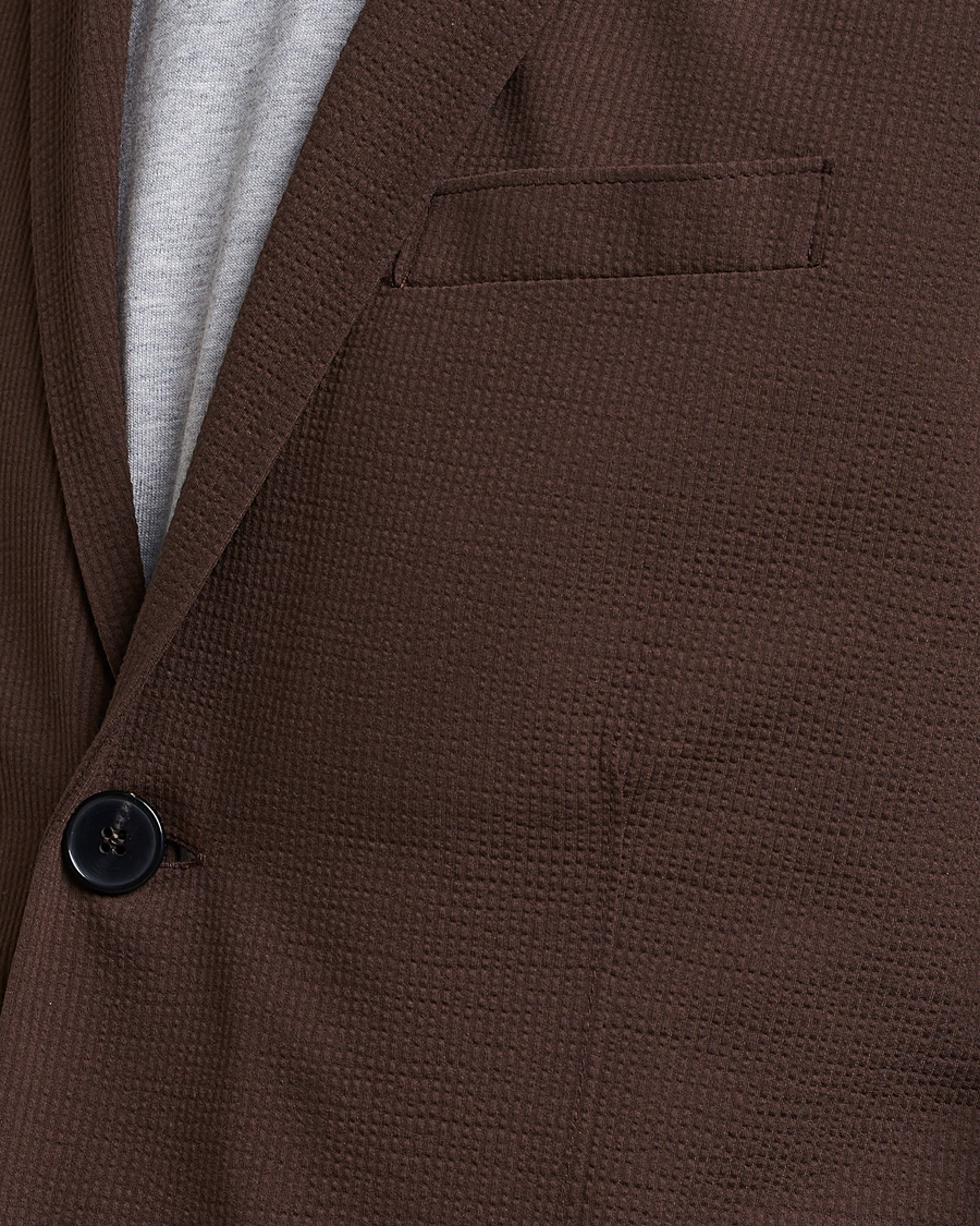 Men | Blazers | Harris Wharf London | Coolmax Seersucker Blazer Brown