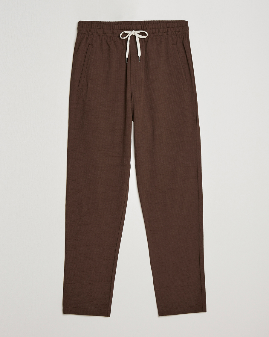 Men | Trousers | Harris Wharf London | Coolmax Seersucker Trouser Brown