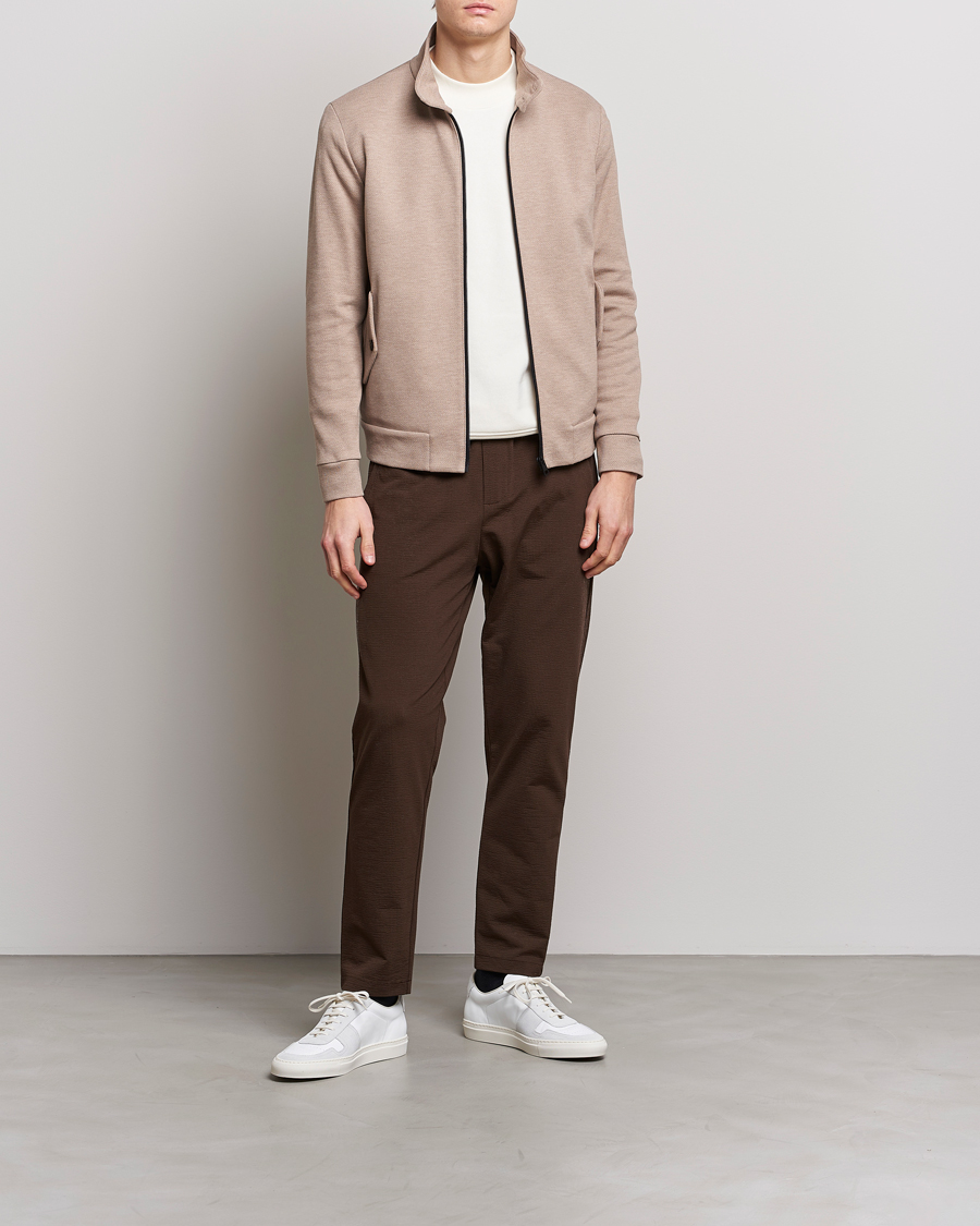 Men | Trousers | Harris Wharf London | Coolmax Seersucker Trouser Brown