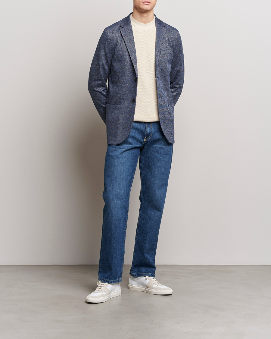 Men | Blazers | Harris Wharf London | Linen Blend Blazer Denim