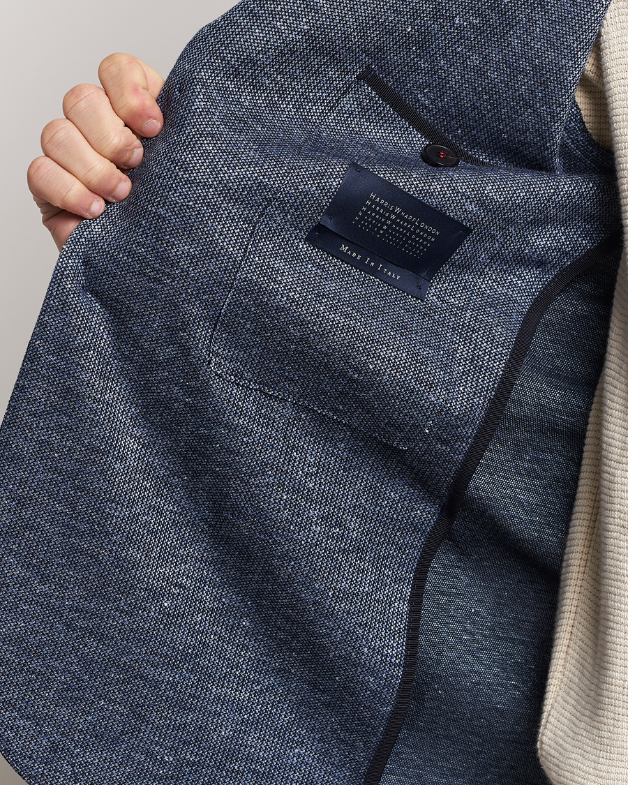 Men | Blazers | Harris Wharf London | Linen Blend Blazer Denim