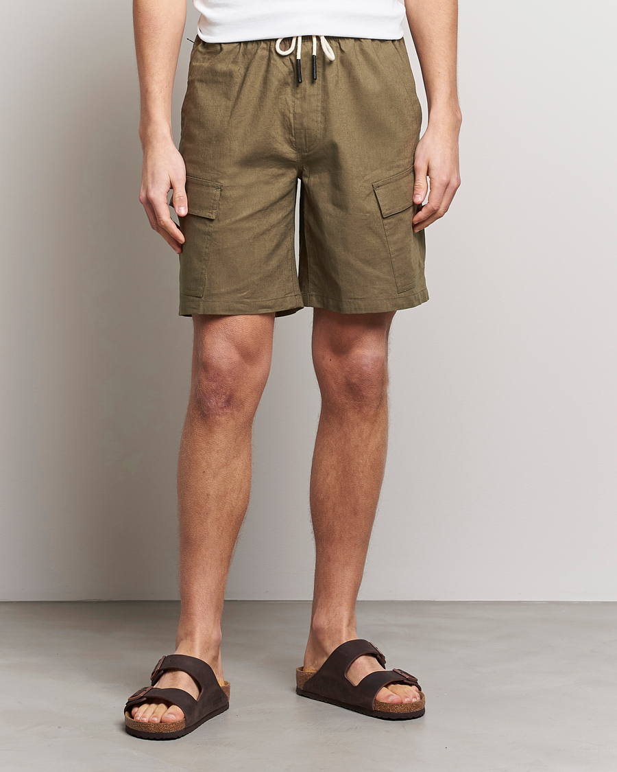 Men | Cargo Shorts | OAS | Cargo Linen Shorts Army