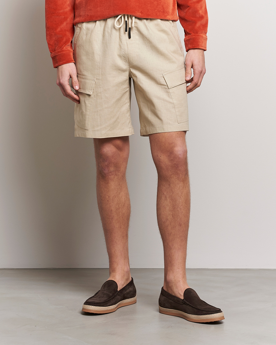 Men | Cargo Shorts | OAS | Cargo Linen Shorts Beige