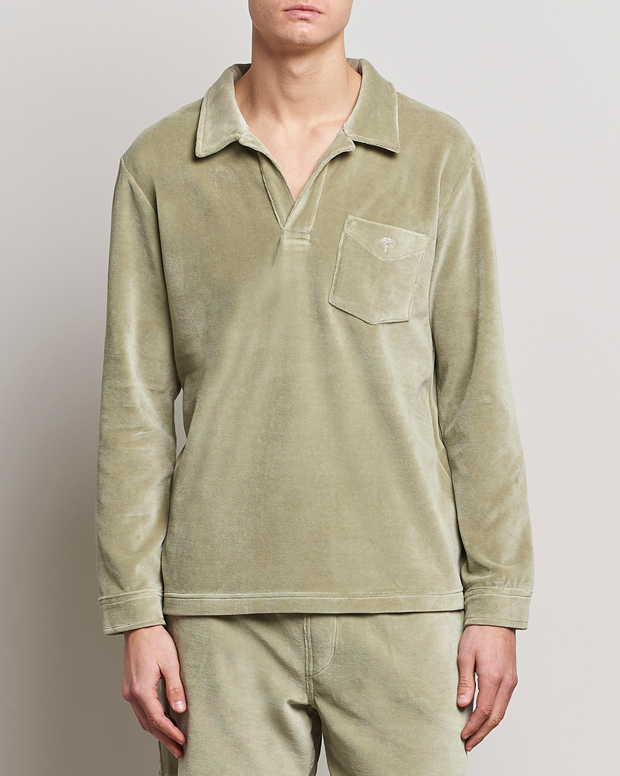 Men |  | OAS | Long Sleeve Velour Shirt Washed Green