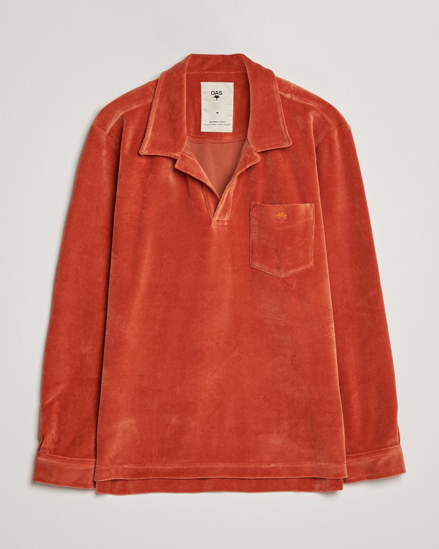 Men | Shirts | OAS | Long Sleeve Velour Shirt Burnt Orange