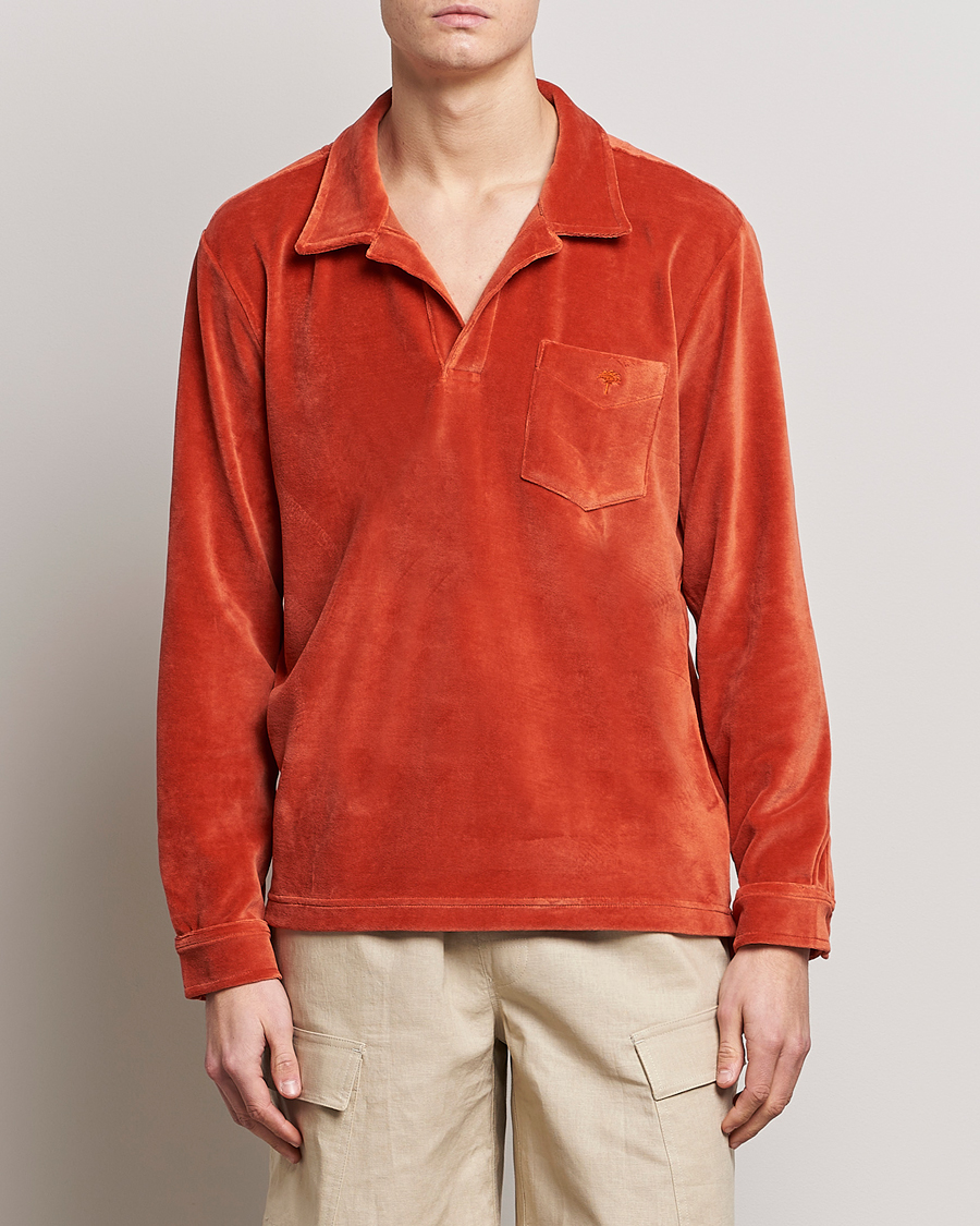 Men | OAS | OAS | Long Sleeve Velour Shirt Burnt Orange