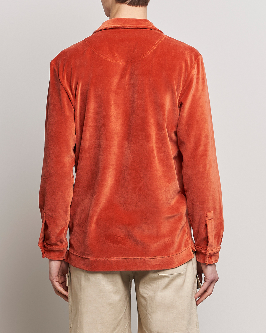 Men | Shirts | OAS | Long Sleeve Velour Shirt Burnt Orange