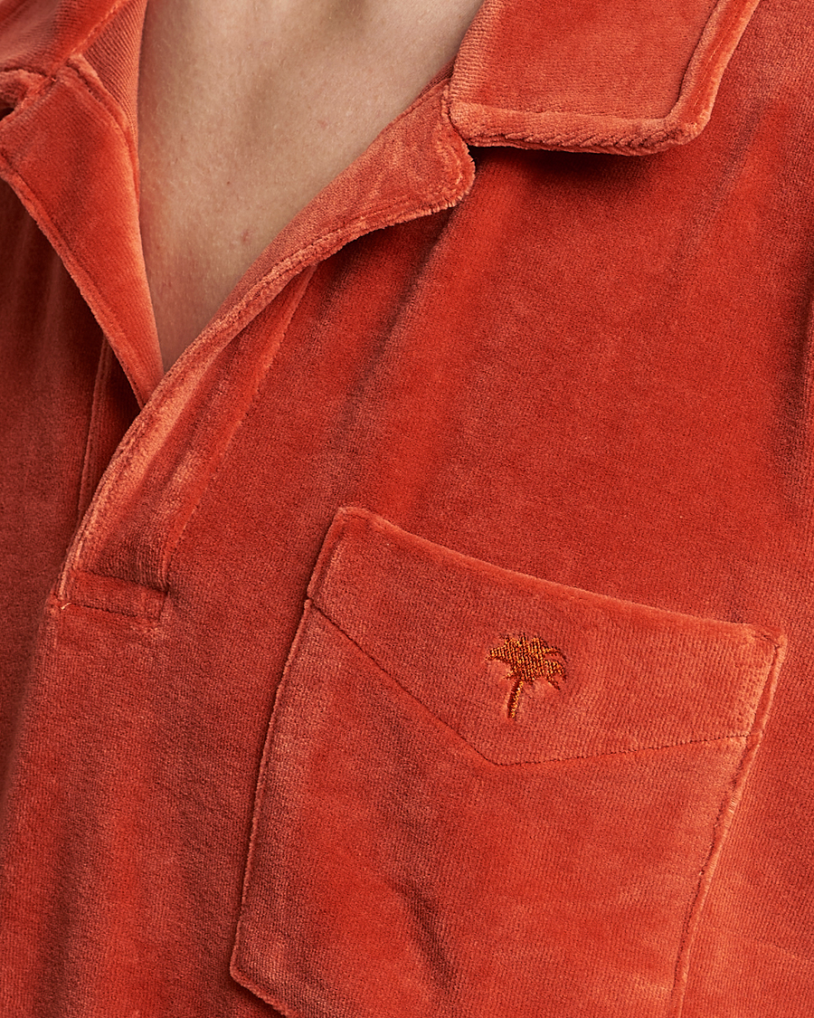 Men | Shirts | OAS | Long Sleeve Velour Shirt Burnt Orange