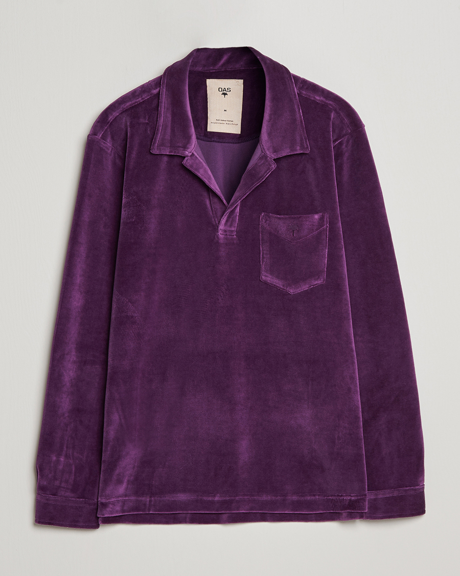 Men | Shirts | OAS | Long Sleeve Velour Shirt Purple