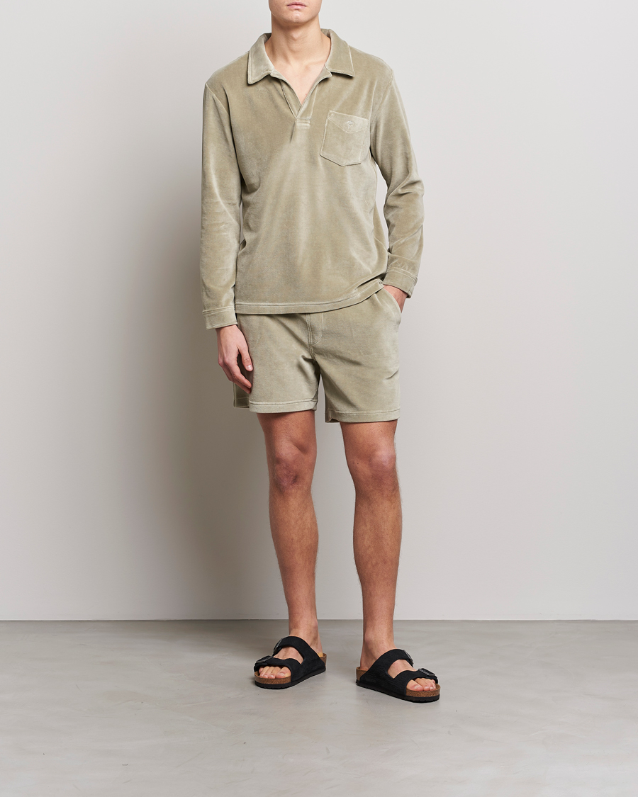 Men | Shorts | OAS | Drawstring Velour Shorts Washed Grey