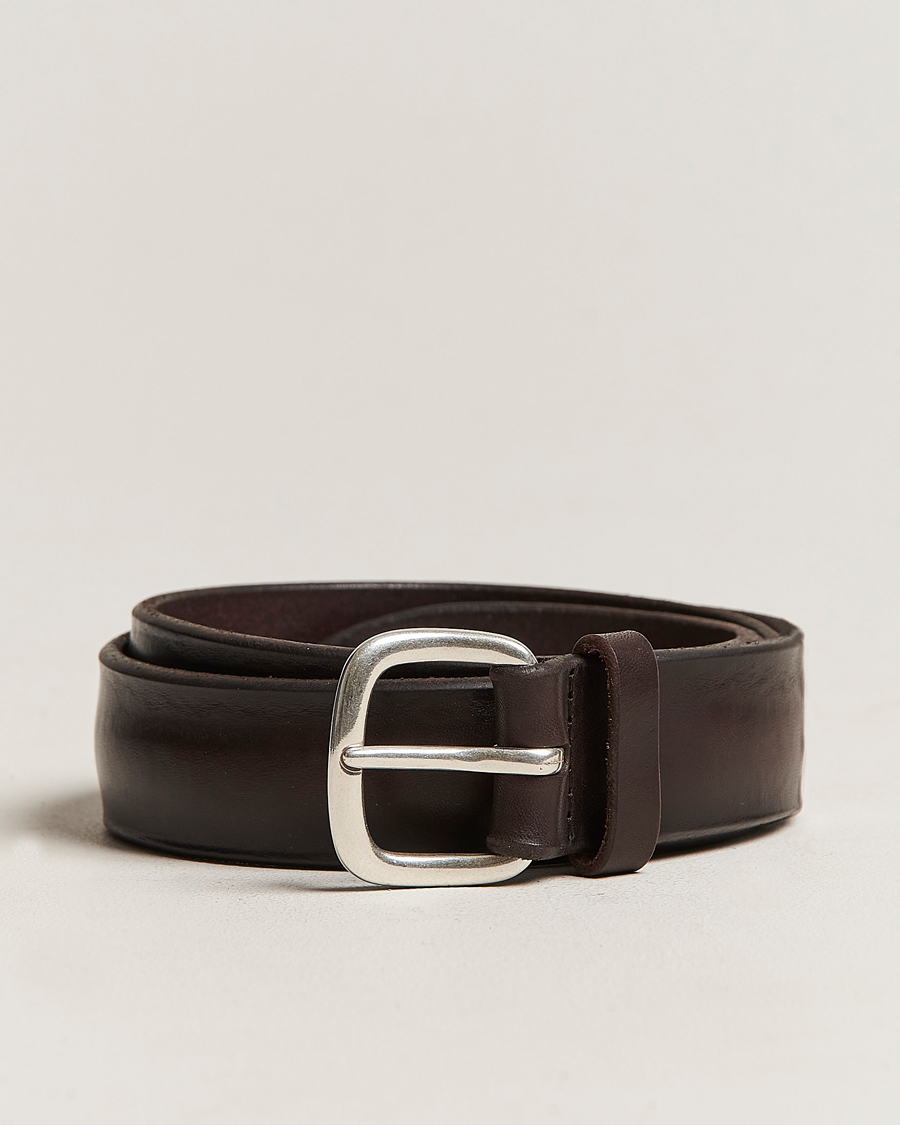 Men | Orciani Vachetta Soft Leather Belt 3,5 cm Dark Brown | Orciani | Vachetta Soft Leather Belt 3,5 cm Dark Brown