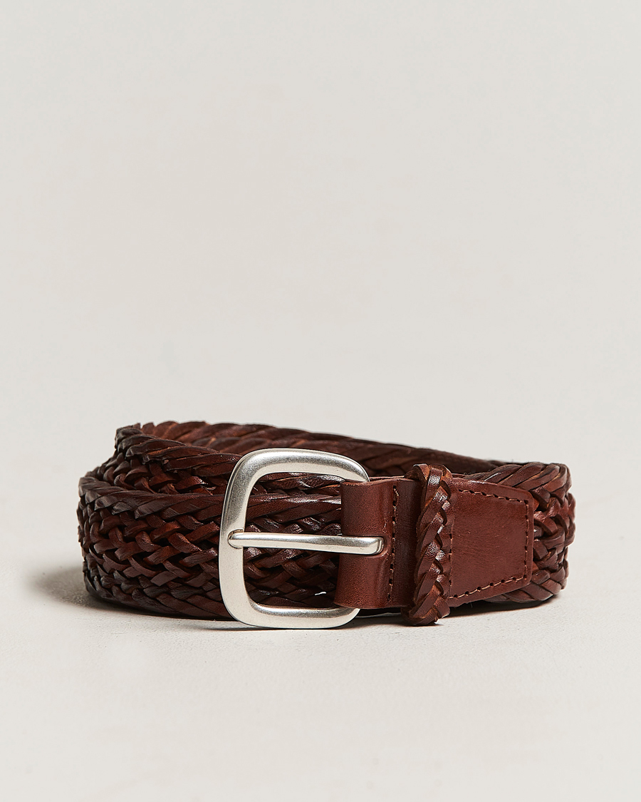 Men | Orciani Braided Leather Belt 3,5 cm Cognac | Orciani | Braided Leather Belt 3,5 cm Cognac