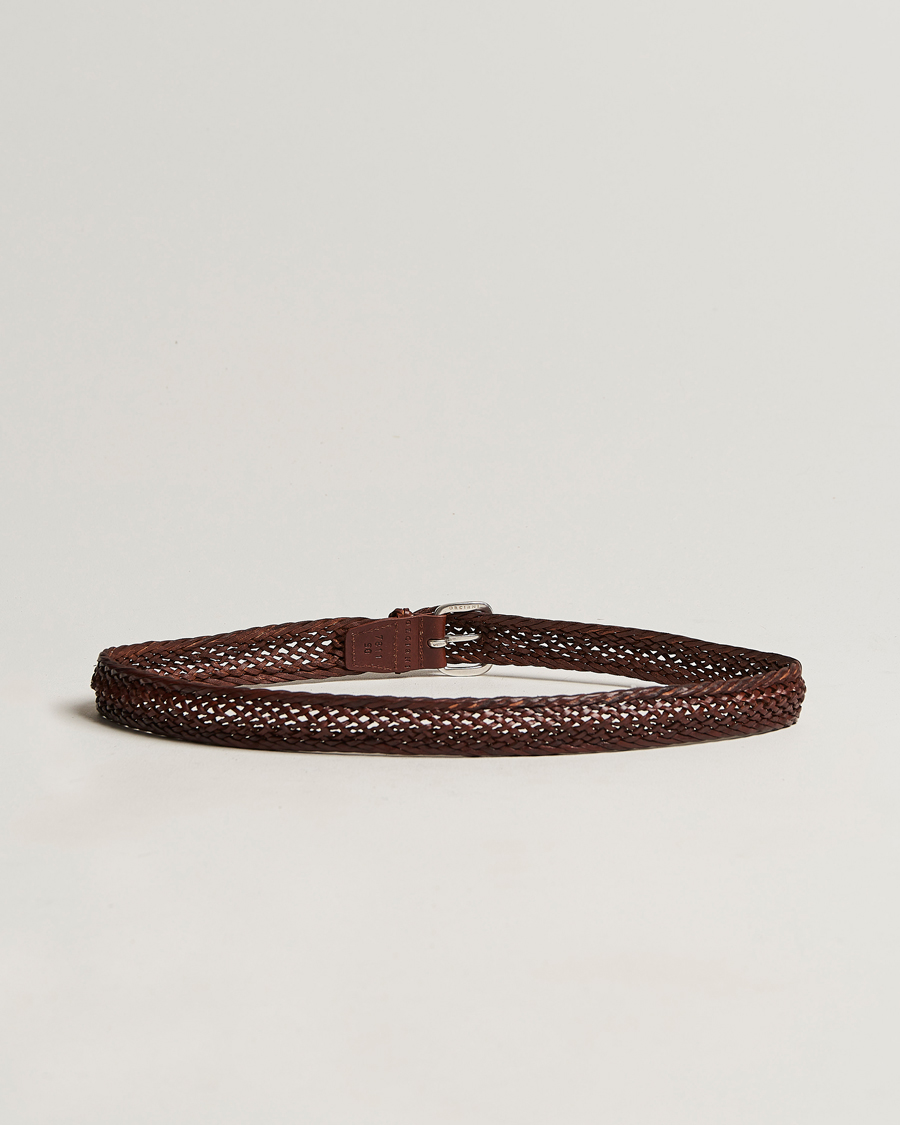 Men | Orciani Braided Leather Belt 3,5 cm Cognac | Orciani | Braided Leather Belt 3,5 cm Cognac