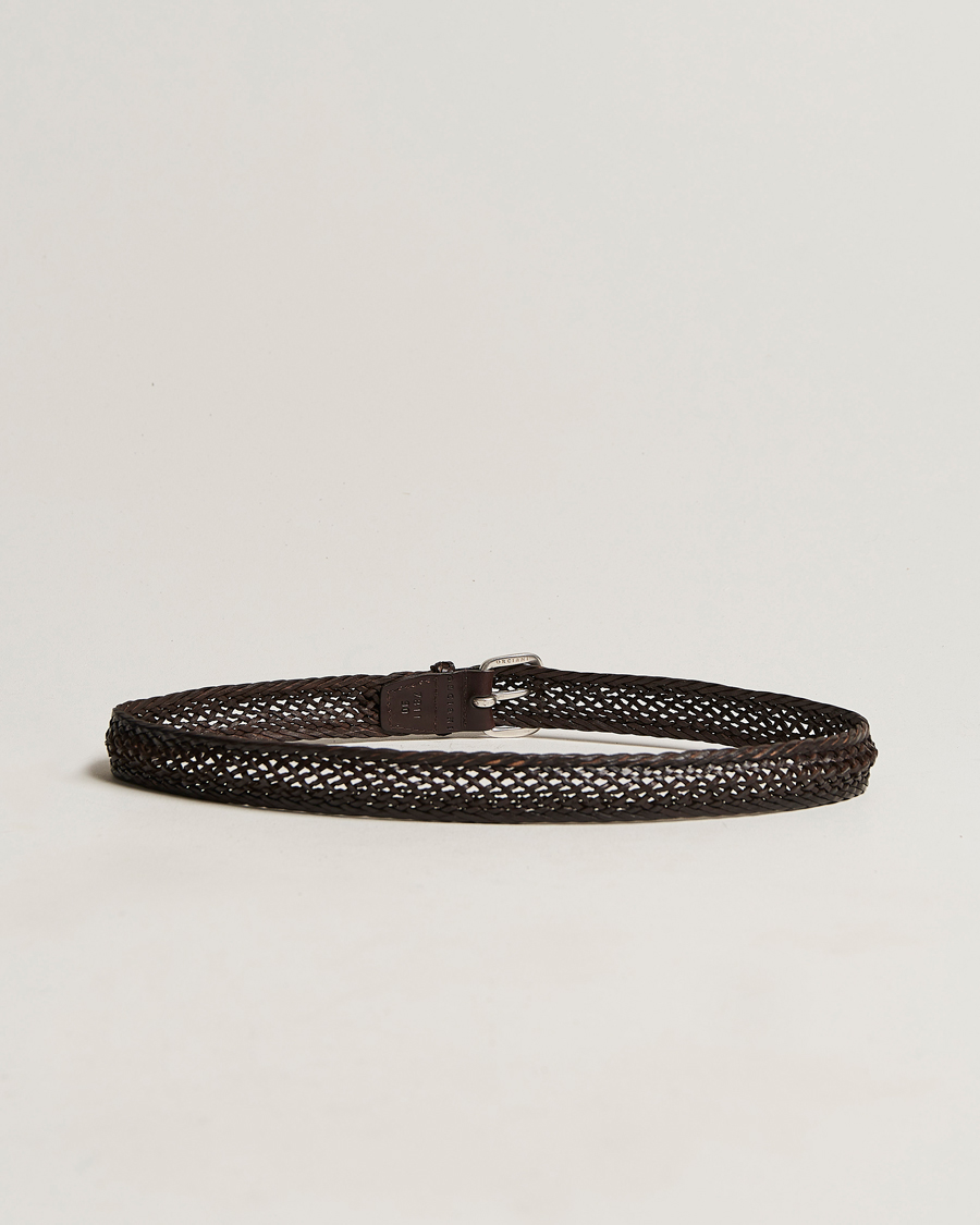 Men | Orciani Braided Leather Belt 3,5 cm Dark Brown | Orciani | Braided Leather Belt 3,5 cm Dark Brown