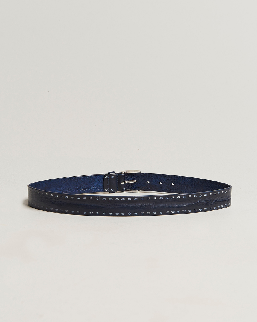 Men | Orciani Hand Painted Leather Belt Navy | Orciani | Hand Painted Leather Belt Navy