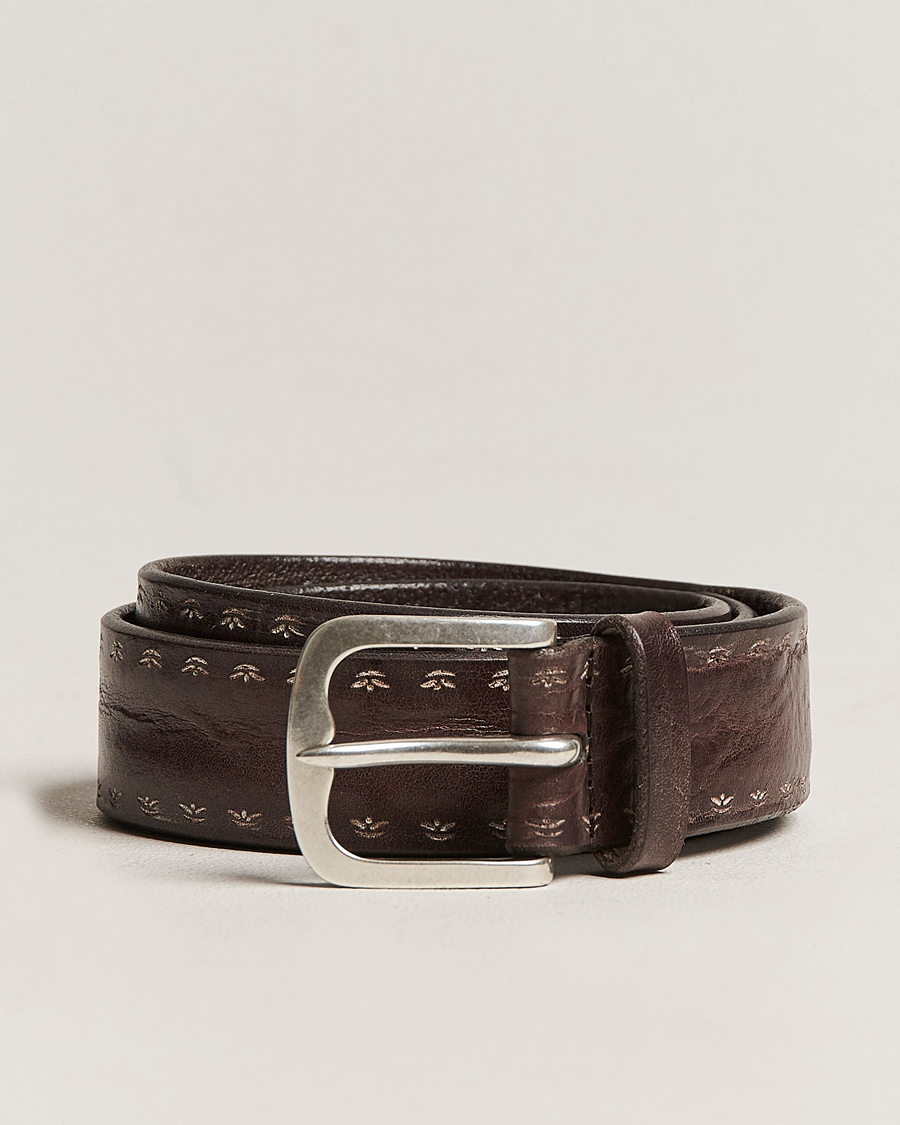Men | Orciani Hand Painted Leather Belt Dark Brown | Orciani | Hand Painted Leather Belt Dark Brown