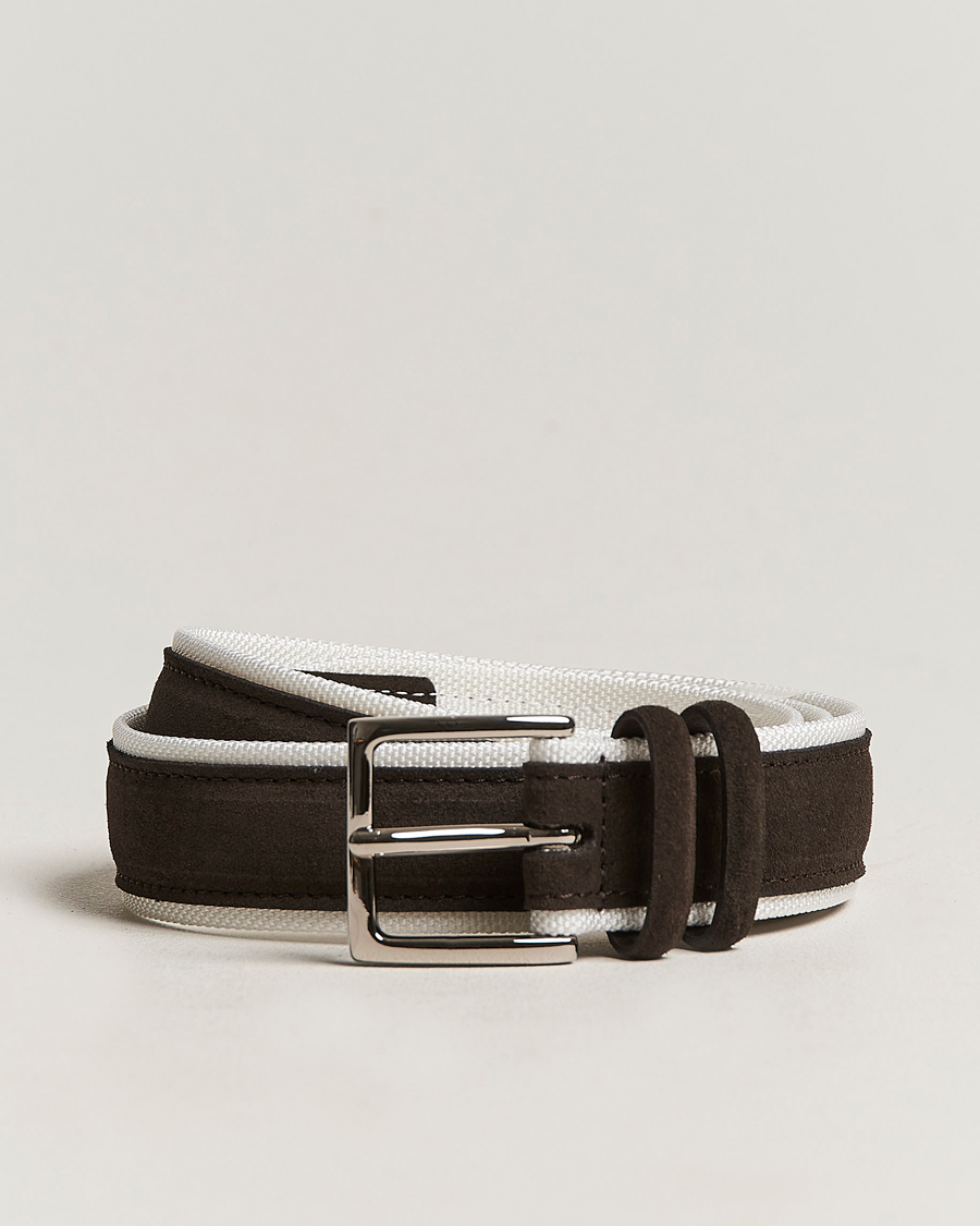 Men | Orciani Amalfi Suede/Canvas Belt Dark Brown | Orciani | Amalfi Suede/Canvas Belt Dark Brown