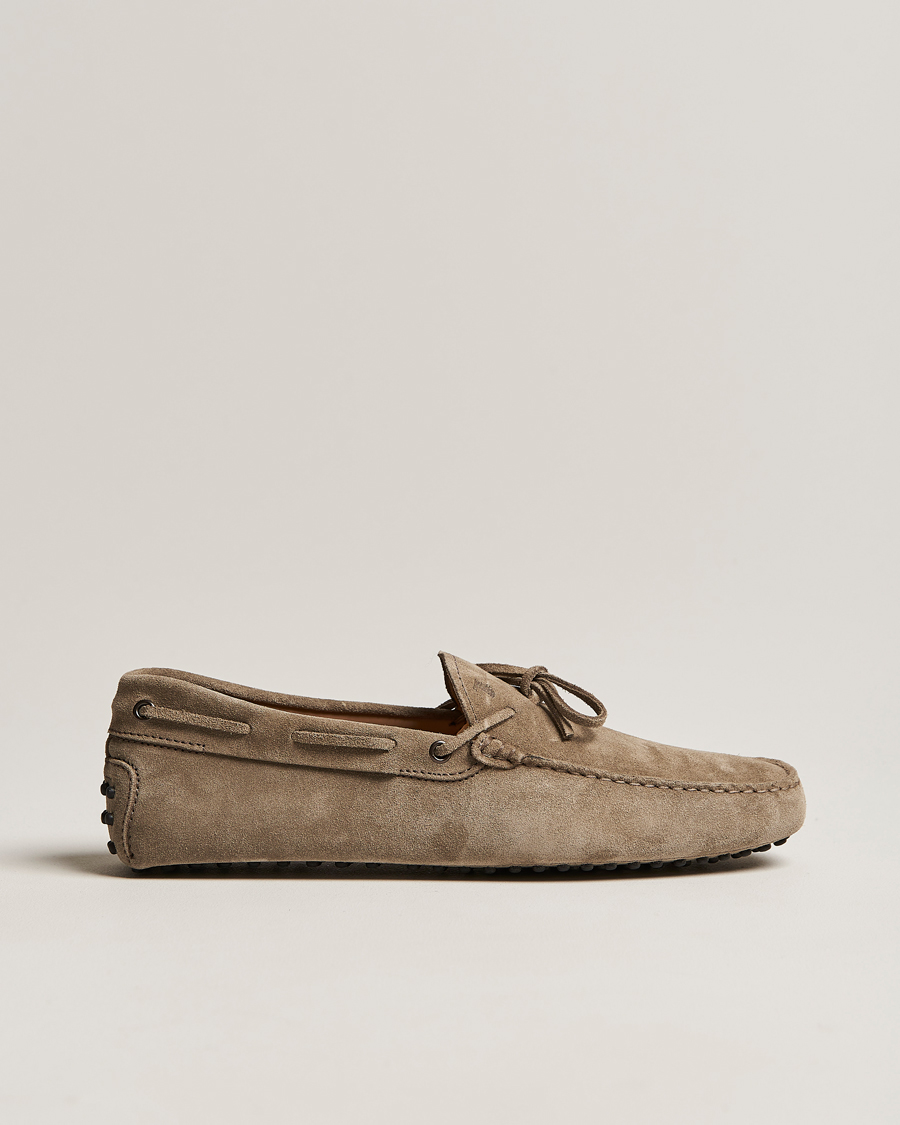 Men | Tod's Laccetto Gommino Carshoe Taupe Suede | Tod's | Laccetto Gommino Carshoe Taupe Suede