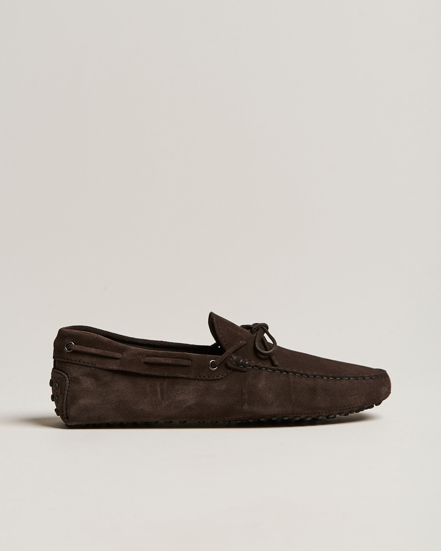 Men | Tod's Laccetto Gommino Carshoe Dark Brown Suede | Tod's | Laccetto Gommino Carshoe Dark Brown Suede