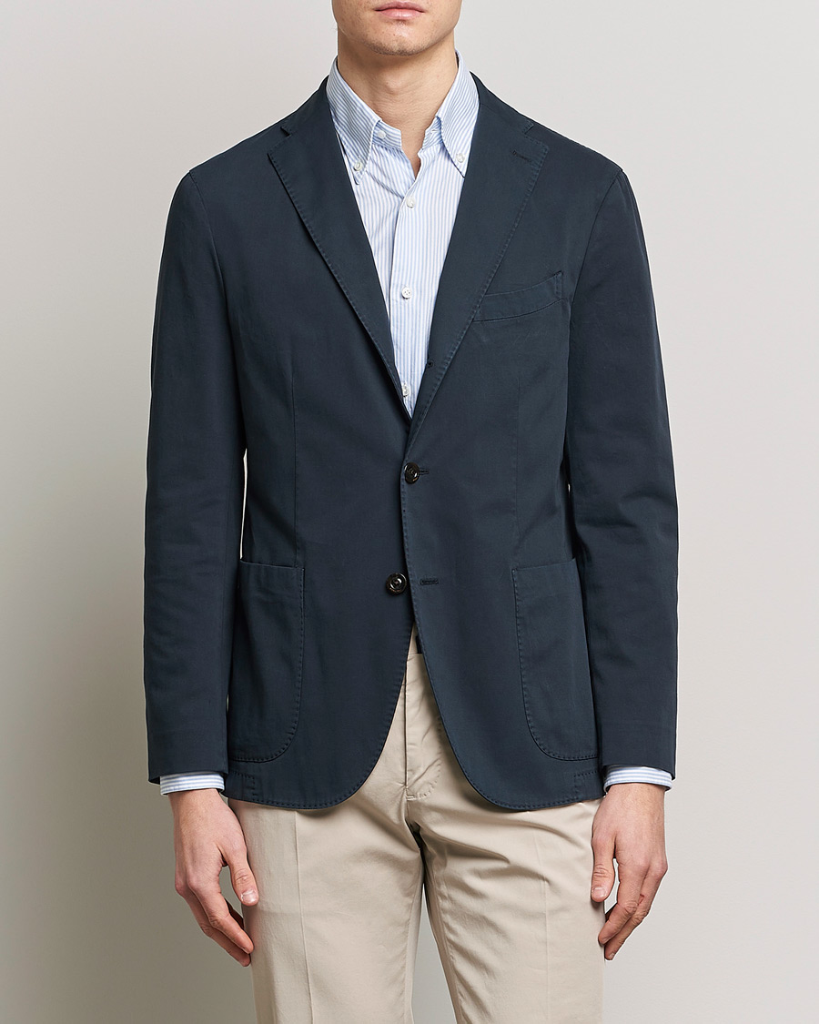 Boglioli K Jacket Cotton Stretch Blazer Navy at CareOfCarl.com