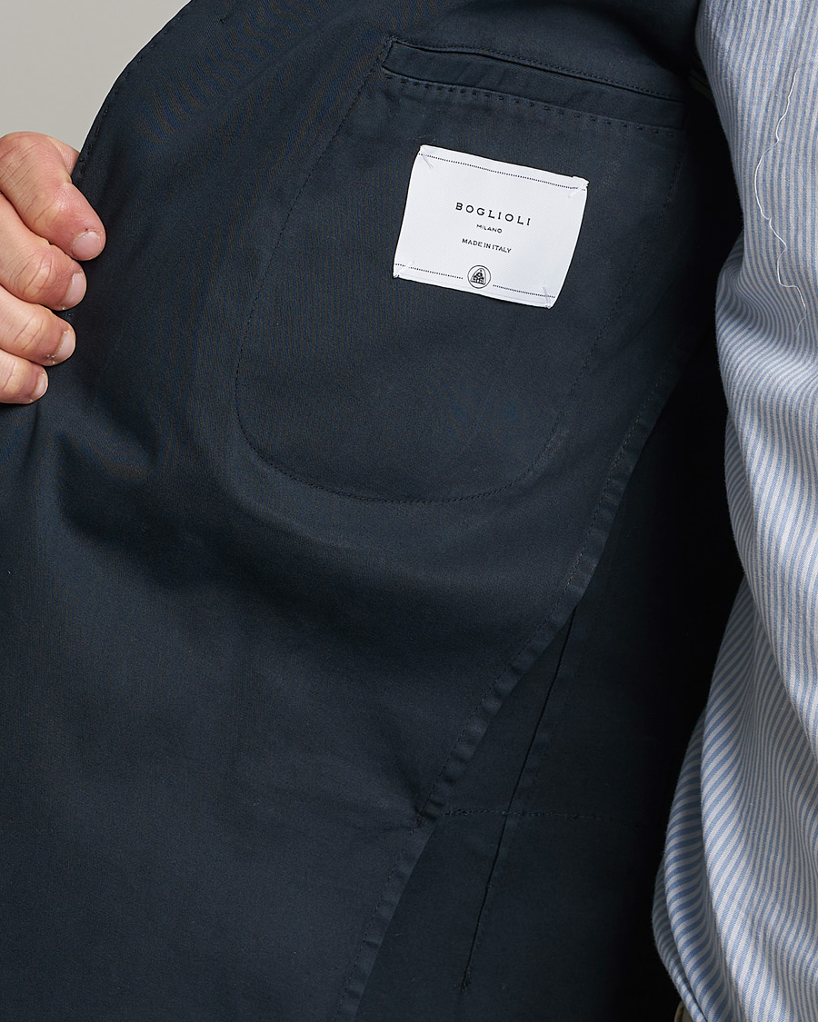 Boglioli K Jacket Cotton Stretch Blazer Navy at CareOfCarl.com