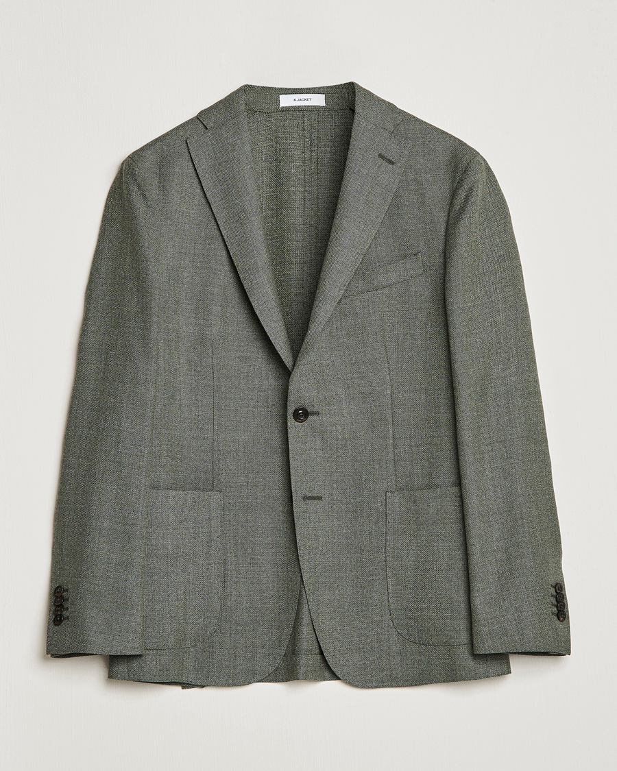Boglioli K Jacket Wool Hopsack Blazer Sage Green at CareOfCarl.com