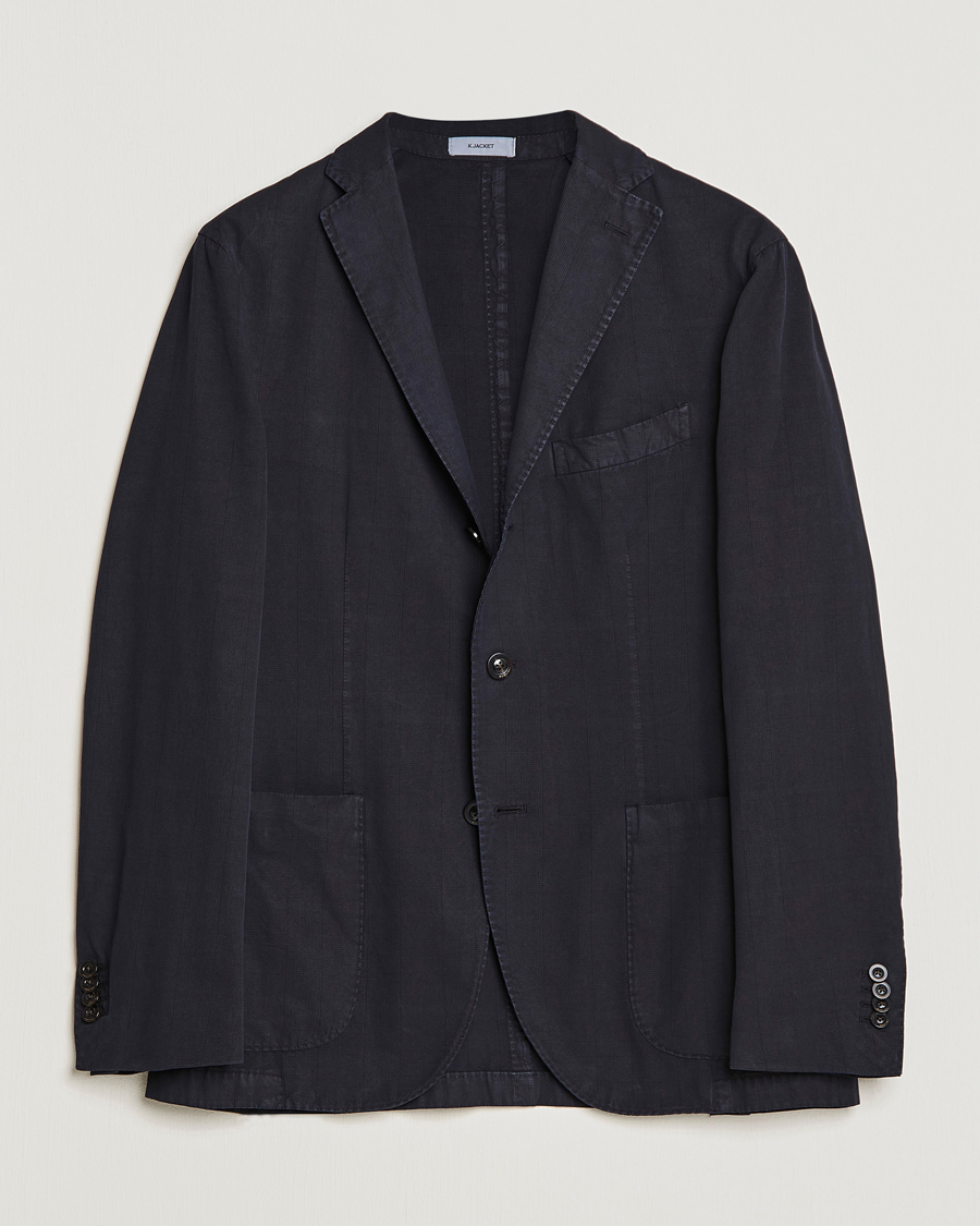 Men | Blazers | Boglioli | Cotton/Silk Prince Of Wales Check Blazer Navy