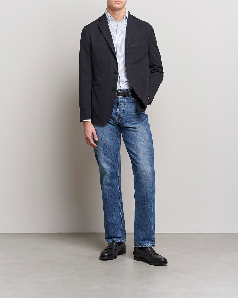 Men | Blazers | Boglioli | Cotton/Silk Prince Of Wales Check Blazer Navy