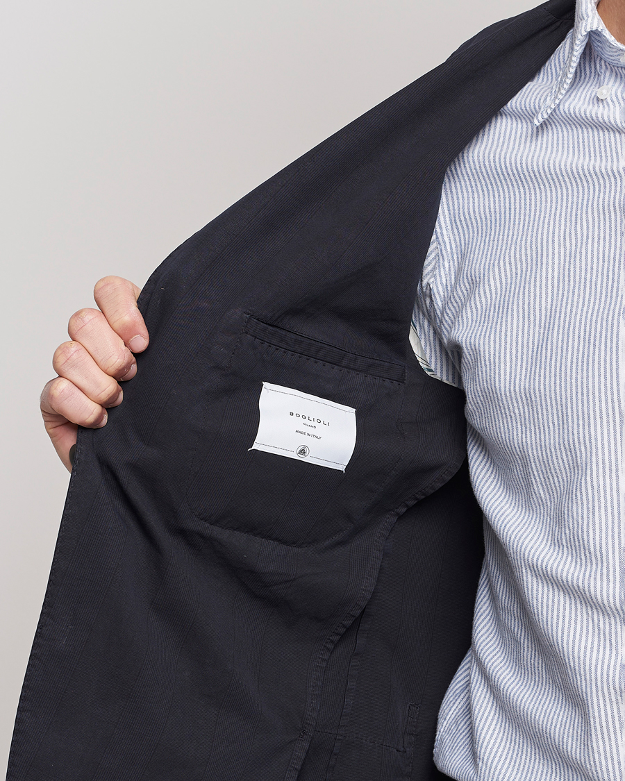 Men | Blazers | Boglioli | Cotton/Silk Prince Of Wales Check Blazer Navy