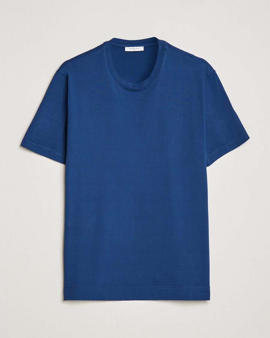 Men | T-Shirts | Boglioli | Short Sleeve T-Shirt Washed Navy