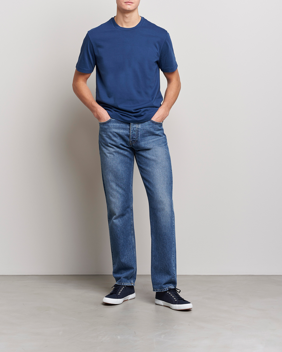 Men | T-Shirts | Boglioli | Short Sleeve T-Shirt Washed Navy