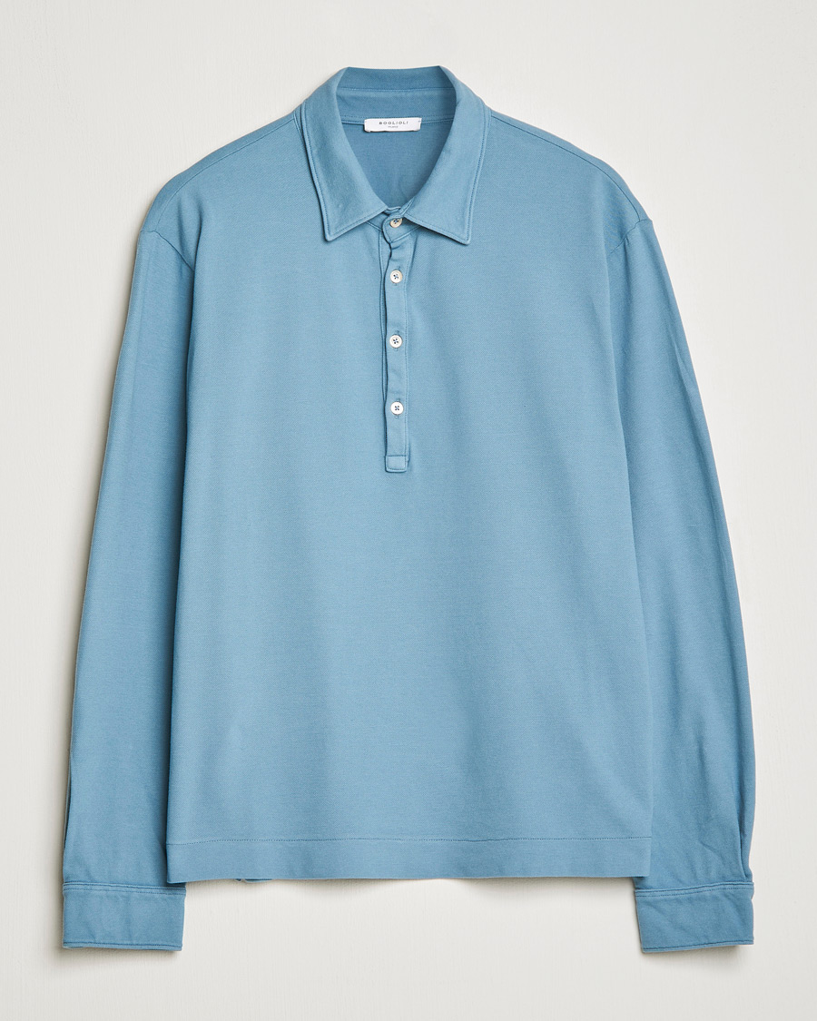 Men | Sweaters & Knitwear | Boglioli | Long Sleeve Polo Light Blue