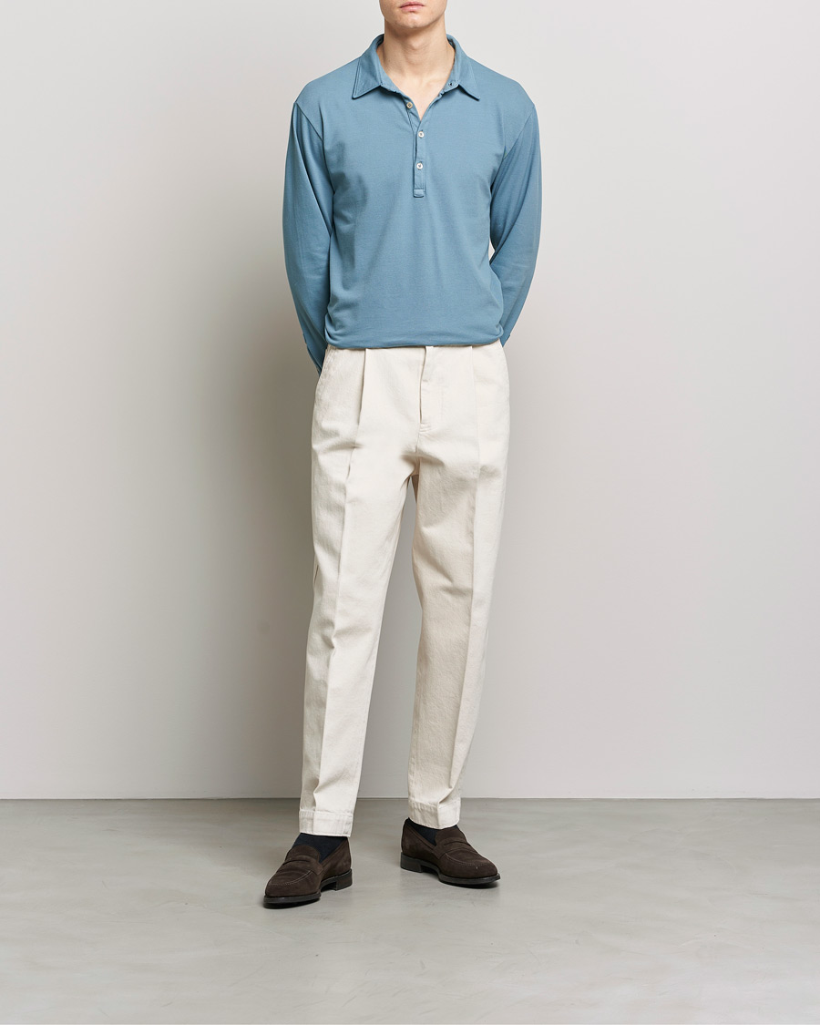Men | Sweaters & Knitwear | Boglioli | Long Sleeve Polo Light Blue