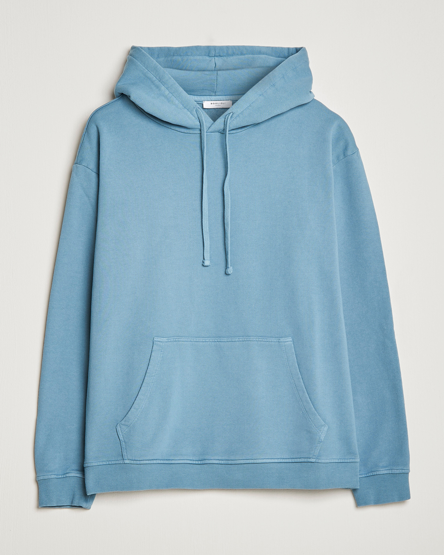 Men | Sweaters & Knitwear | Boglioli | Hooded Sweater Dusty Blue
