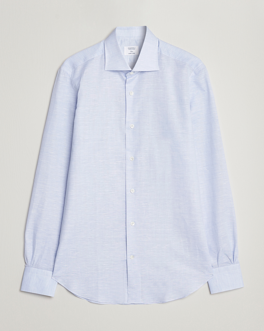 Men | Shirts | Mazzarelli | Soft Cotton/Linen Shirt Light Blue