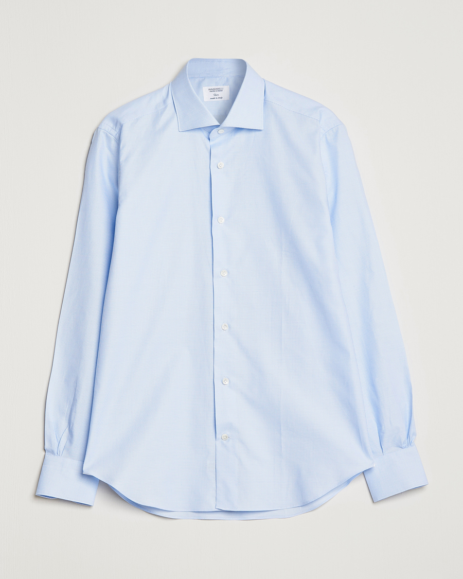 Men | Shirts | Mazzarelli | Soft Cotton Microweave Shirt Light Blue