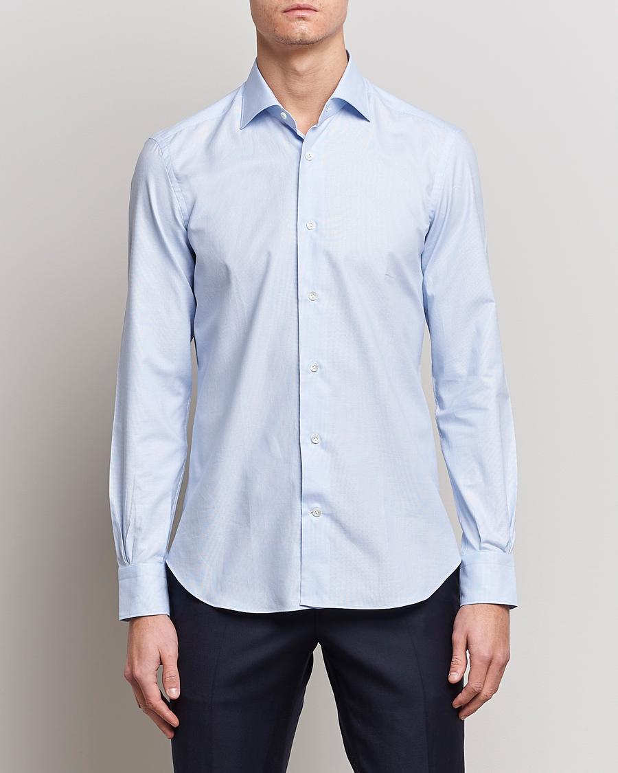 Men | Mazzarelli | Mazzarelli | Soft Cotton Microweave Shirt Light Blue
