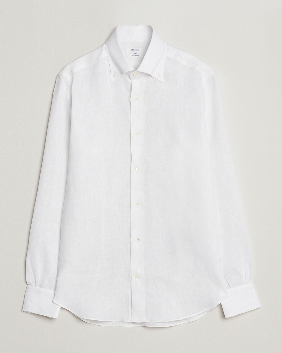 Men | Shirts | Mazzarelli | Soft Linen Button Down Shirt White
